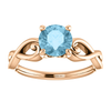 14K Gold Round Cut Solitaire Ring Setting - Ribbon Style Ring Mounting