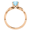 14K Gold Round Cut Solitaire Ring Setting - Ribbon Style Ring Mounting