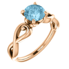 14K Gold Round Cut Solitaire Ring Setting - Ribbon Style Ring Mounting