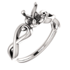 14K Gold Round Cut Solitaire Ring Setting - Ribbon Style Ring Mounting