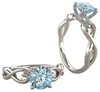 14K Gold Round Cut Solitaire Ring Setting - Ribbon Style Ring Mounting