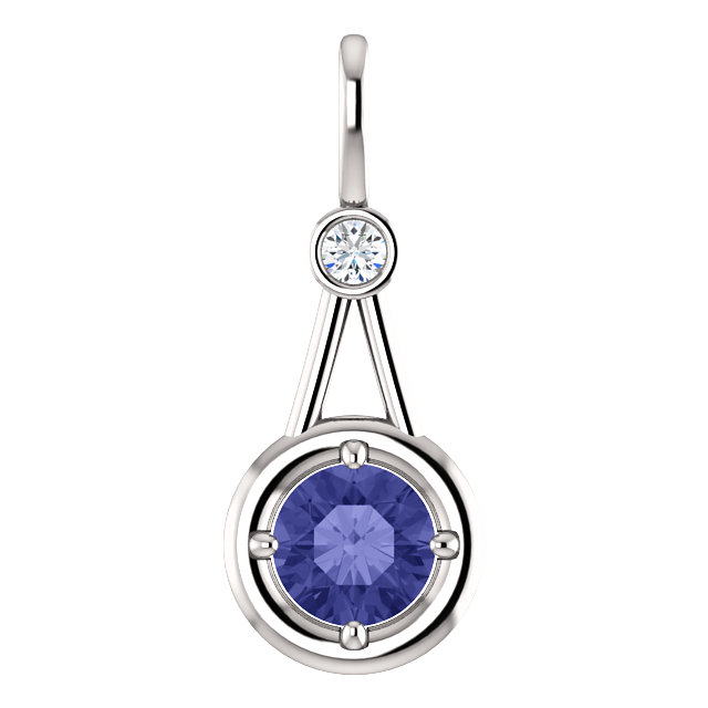 14K Gold Round Cut w/ Diamond Pendant Setting - Modern Style Pendant Mounting