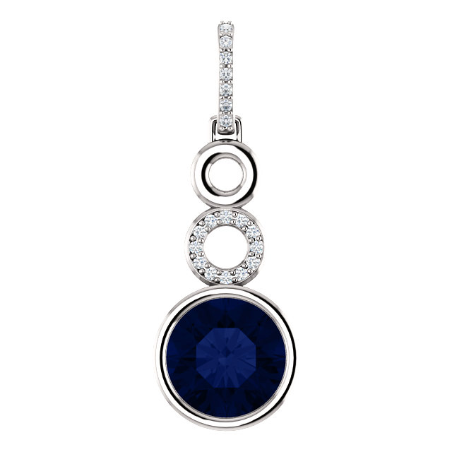 14K Gold Round Cut w/ Diamond Pendant Setting - Contemporary Style Pendant Mounting