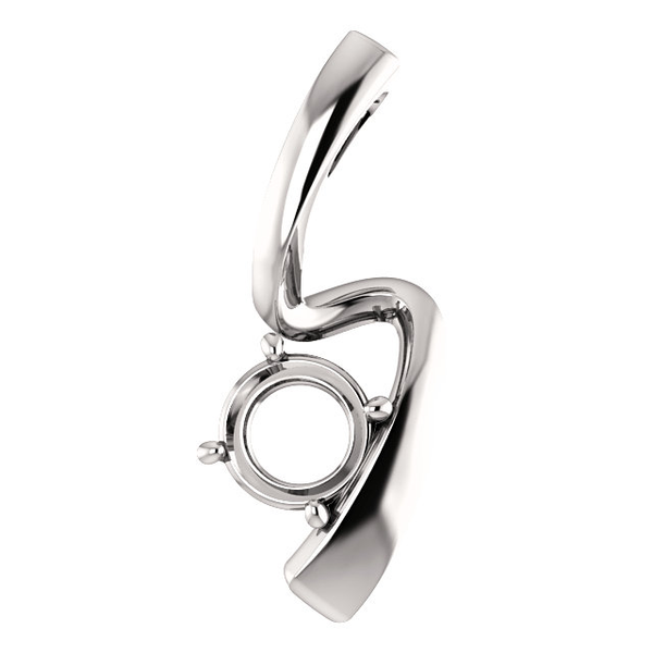 Sterling Silver Round Cut Solitaire Pendant Setting - Free Form Style Pendant Mounting