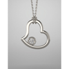 14K Gold Round Cut Solitaire Pendant Setting - Heart Style Pendant Mounting