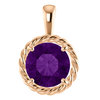 14K Gold Round Cut Solitaire Pendant Setting - Rope Style Pendant Mounting