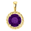 14K Gold Round Cut Solitaire Pendant Setting - Rope Style Pendant Mounting