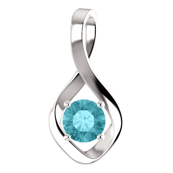 Sterling Silver Round Cut Solitaire Pendant Setting - Ribon Style Pendant Mounting