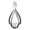 14K Gold Round Cut Solitaire Pendant Setting - Double Ribbon Style Pendant Mounting