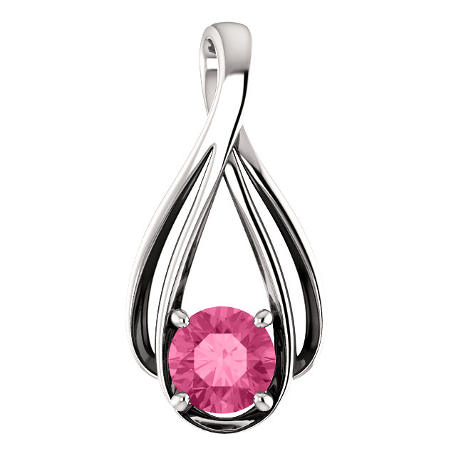 14K Gold Round Cut Solitaire Pendant Setting - Double Ribbon Style Pendant Mounting