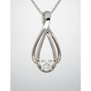 14K Gold Round Cut Solitaire Pendant Setting - Double Ribbon Style Pendant Mounting