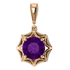 14K Gold Round Cut Solitaire Pendant Setting - Star Style Pendant Mounting