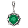 14K Gold Round Cut Solitaire Pendant Setting - Star Style Pendant Mounting