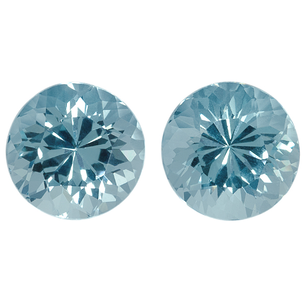 Pair Natural Fine Blue Aquamarine - Round - Brazil - AAA Grade