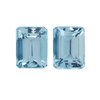 Pair Natural Fine Blue Aquamarine - Emerald Cut - Brazil - AAA Grade