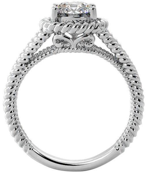 14K Gold Round Cut Solitaire Ring Setting - Double Rope Split-Shank Style Ring Mounting 14K Gold Round Cut Solitaire Ring Setting - Double Rope Split-Shank Style Ring Mounting