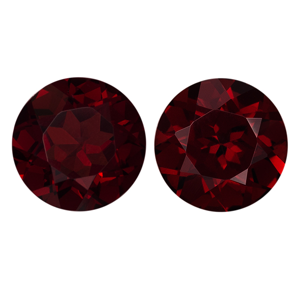 Pair Natural Extra Fine Deep Red Garnet - Round - Tanzania - AAA+ Grade