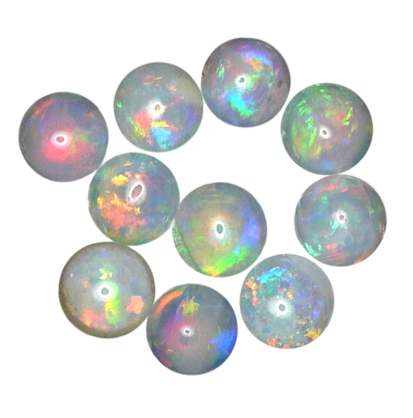Natural Fine White Opal Melee Round Cabochon - Australia - AAA Grade
