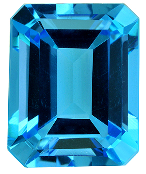 Natural Fine Vivid Swiss Blue Topaz - Emerald Cut - Brazil - AAA Grade