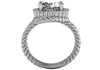 14K Gold Round Cut w/ Diamond Ring Setting - Halo Split-Shank Rope Style Ring Mounting