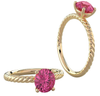 14K Gold Oval Cut Solitaire Ring Setting - Classic Rope Style Ring Mounting
