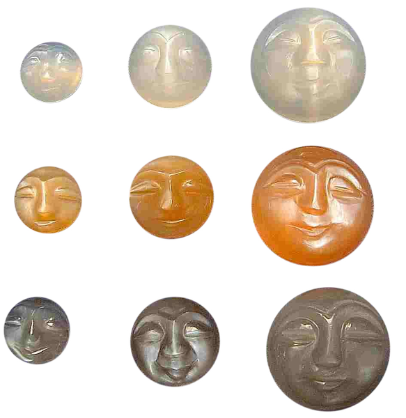 Natural Extra Fine Moonstone - Carved Man-in-Moon - AAA+ Grade Natural Extra Fine Moonstone - Carved Man-in-Moon - AAA+ Grade