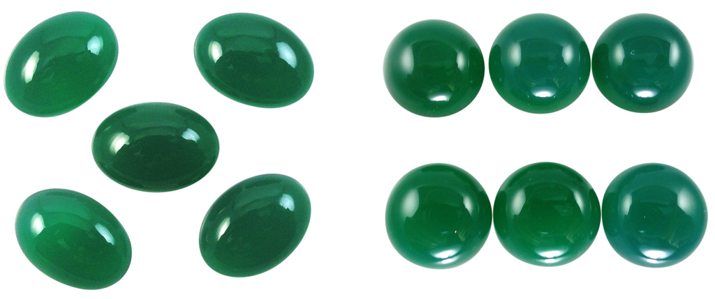Natural Extra Fine Green Onyx - Round & Oval Cabochon - AAA+ Grade