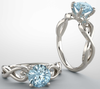 14K Gold Round Cut Solitaire Ring Setting - Ribbon Style Ring Mounting