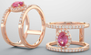 14K Gold Oval Cut w/ Diamond Ring Setting - Neg Space Modern Style Ring Mounting