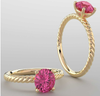 14K Gold Oval Cut Solitaire Ring Setting - Classic Rope Style Ring Mounting