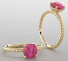 14K Gold Round Cut Solitaire Ring Setting - Classic Rope Style Ring Mounting