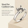 [Scale AI] benefits_list, Sterling Silver Cushion Cut Solitaire Ring Setting - Claw Style Ring Mounting
