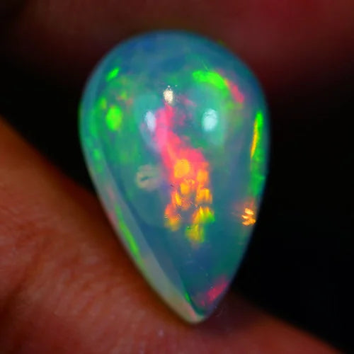 5.3ct Welo Opal Pear Cabochon AAA+ Neon Rainbow Flash Loose Ethiopian