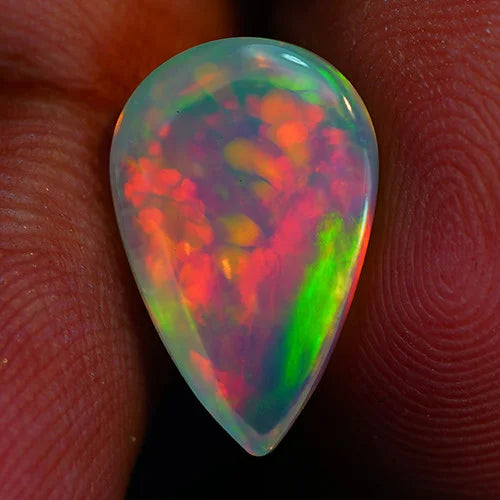 5.3ct Welo Opal Pear Cabochon AAA+ Neon Rainbow Flash Loose Ethiopian