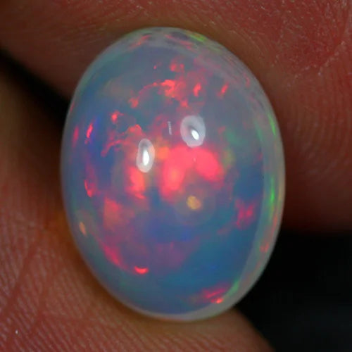 14x10mm Welo Opal Oval Cabochon AAA 5.3ct Red Flash Loose Ethiopian