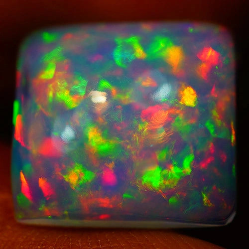 5.6ct Welo Opal Square Cushion Cabochon AAA+ Ethiopian Rainbow Flash Loose VIDEO