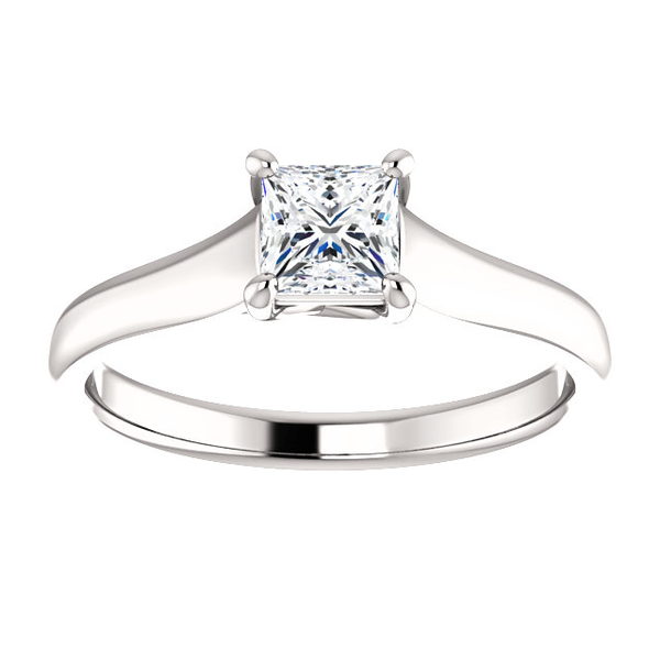 Sterling Silver Square/Princess Cut Solitaire Ring Setting - Classic Woven Style Ring Mounting