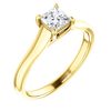 14K Gold Square/Princess Cut Solitaire Ring Setting - Classic Woven Style Ring Mounting