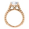 14K Gold Round Cut Solitaire Ring Setting - Beaded Split-Shank Style Ring Mounting