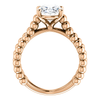 14K Gold Oval Cut Solitaire Ring Setting - Beaded Split-Shank Style Ring Mounting