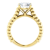 14K Gold Round Cut Solitaire Ring Setting - Beaded Split-Shank Style Ring Mounting