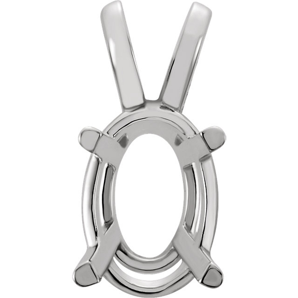 Sterling Silver Oval Cut Solitaire Pendant Setting - Basket Style Pendant Mounting
