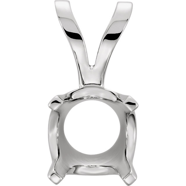 14K Gold Round Cut Solitaire Pendant Setting - Low Base Mount Style Pendant Mounting