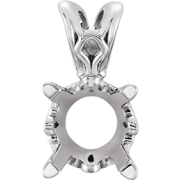 14K Gold Round Cut Solitaire Pendant Setting - Scroll Style Pendant Mounting