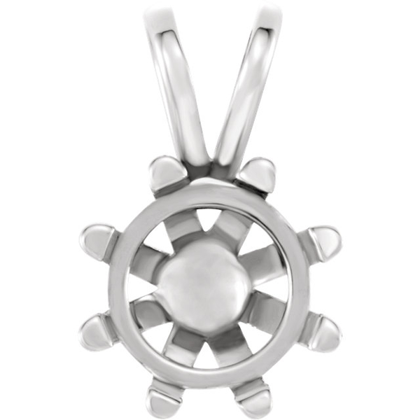 14K Gold Round Cut Solitaire Pendant Setting - Basket Style 8 Prong Pendant Mounting