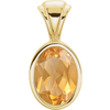 14K Gold Oval Cut Solitaire Pendant Setting - Bezel Style Pendant Mounting
