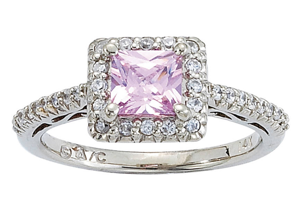 14K Gold Square/Princess Cut w/ Diamond Ring Setting - Soft Halo Scroll Style Ring Mounting