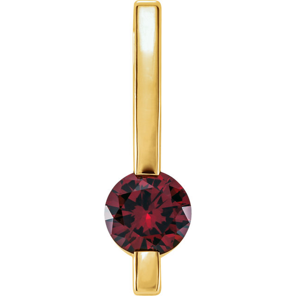 14K Gold Round Cut Solitaire Pendant Setting - Bar Style Pendant Mounting