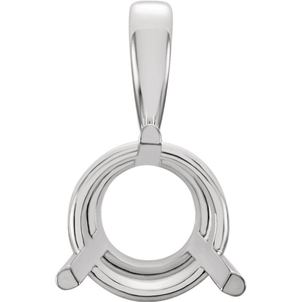 14K Gold Round Cut Solitaire Pendant Setting - Basket Style 3 Prong Pendant Mounting