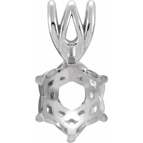 Silver Round Solitaire Pendant Royal Basket Setting 6 Prong 4mm-8.5mm